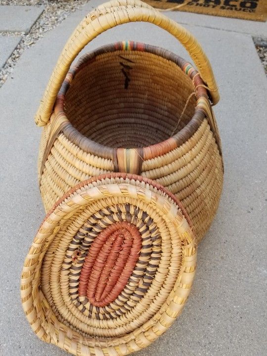 African Nigerian Basket, Hand-woven 1983