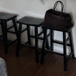 Black Wood Counter Stools - Set of 3