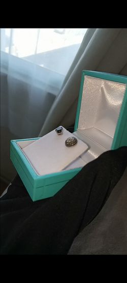 1.00 CT Black Diamond & Cluster Blue/White Diamond Studs - Mismatch Studs- 
Silver 0925