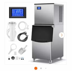 23.2 in. Commercial Ice Maker 460 lbs./24 H Freestanding Stainless Steel Ice Maker Full Size Cubes with 350 lbs. Storage