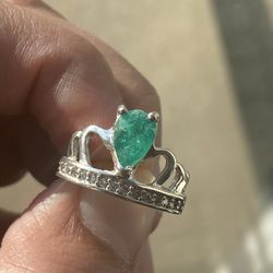 Size 7 Genuine Colombian emerald ring, silver 925, real natural emerald, carats 1
