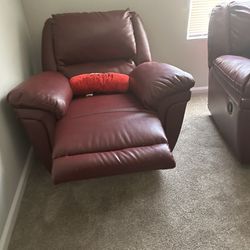 Leather Recliner Sofa With Matching Recliner Chair 