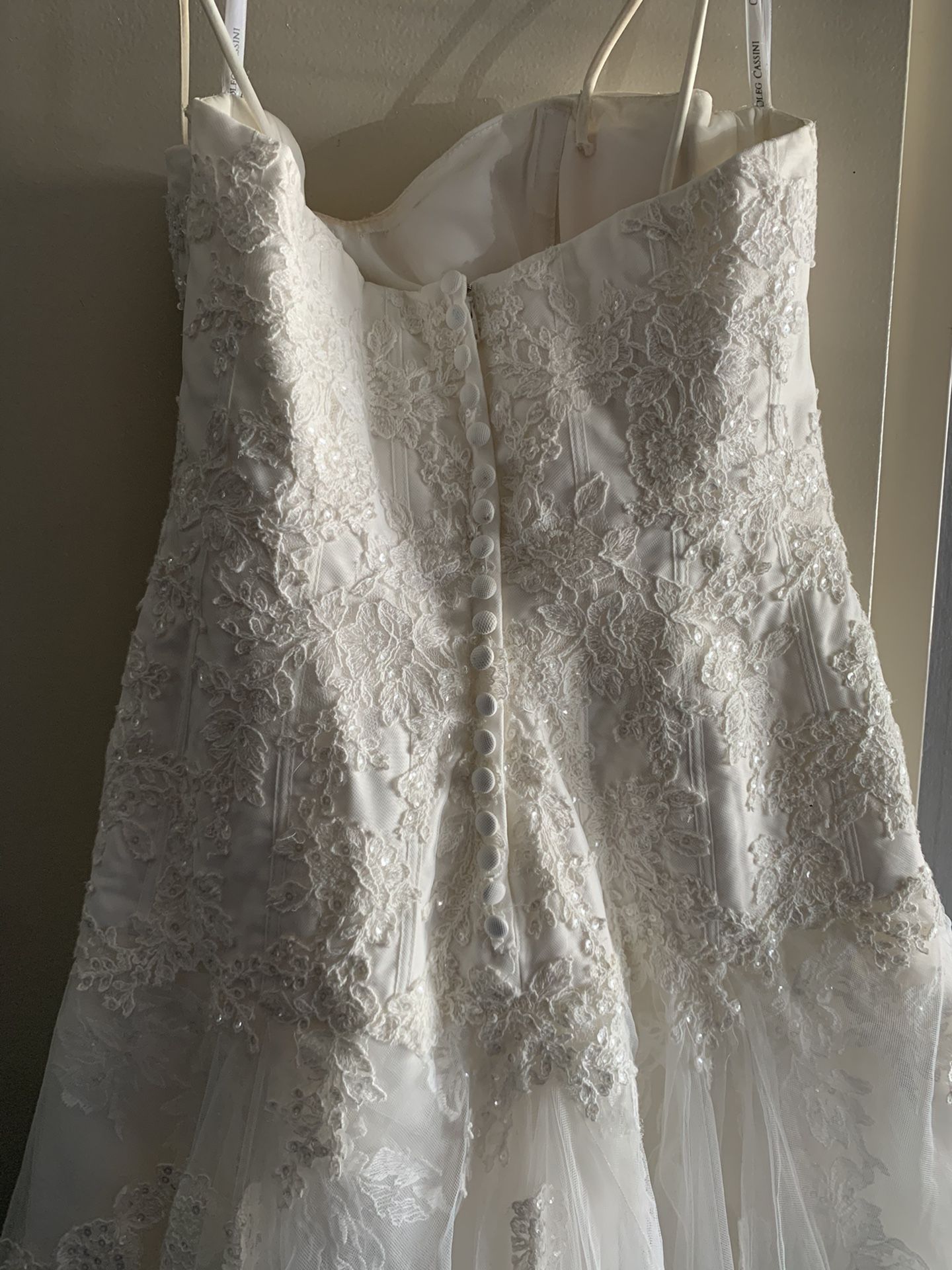 Oleg Cassini David's Bridal short wedding dress size 10