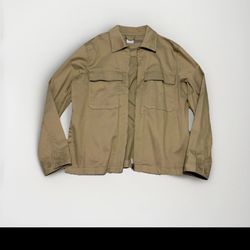 ZARA Men's Tan Cotton Twill Zip-Up Utility Jacket Shacket