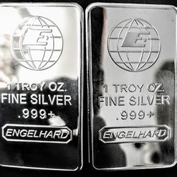 2 UNCIRCULATED Beautiful Engelhard Silver Bars