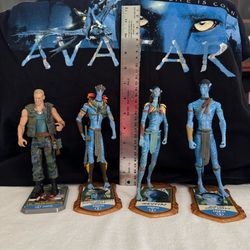 Mattel Avatar 7” Action Figure Lot - Jake Sully, Neytiri, Col. Quaritch