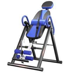 Heavy Duty Aluminum Inversion Table for Back Pain Relief Adjustable Protective Belt Blue02
