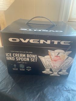 Ovente ice cream bowl and spoon set of 4