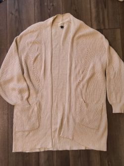 Universal Thread Cream 100% Cotton Open Front Knit Cardigan Sweater S