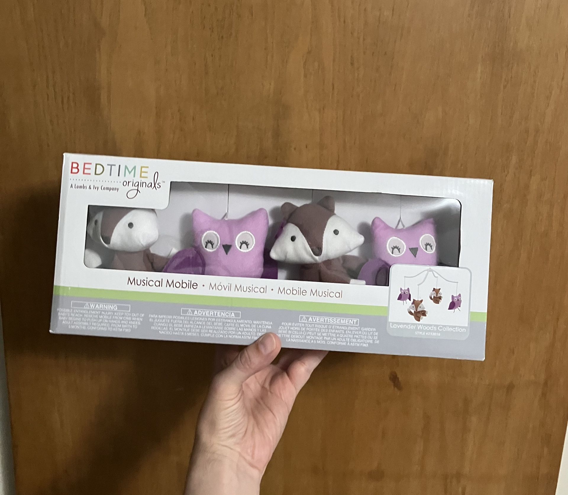 BRAND NEW Lambs and Ivy Bedtime Originals Lavender Woods Animal Musical Baby Crib Mobile Gift