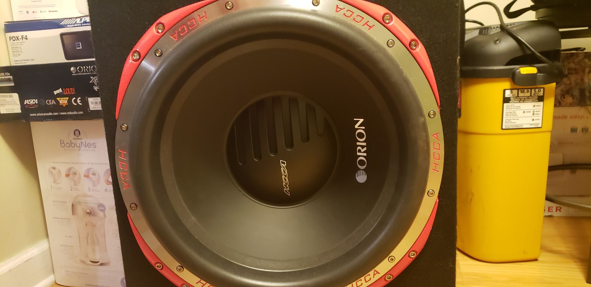 Orion 15 inch subwoofer, Alpine 4 channel