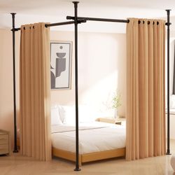 Room Divider, No Drilling Curtain Rod for Room Separation, 4-10ft (H) 28-114inch(W)