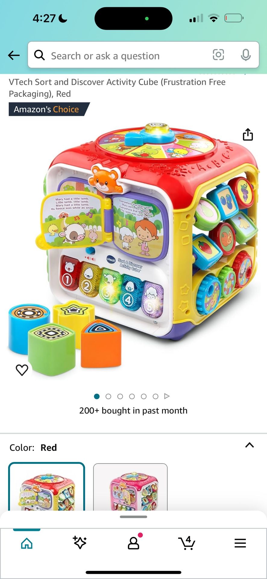 VTech Sort and Discover Activity Cube (Frustration Free Packaging), Red $20