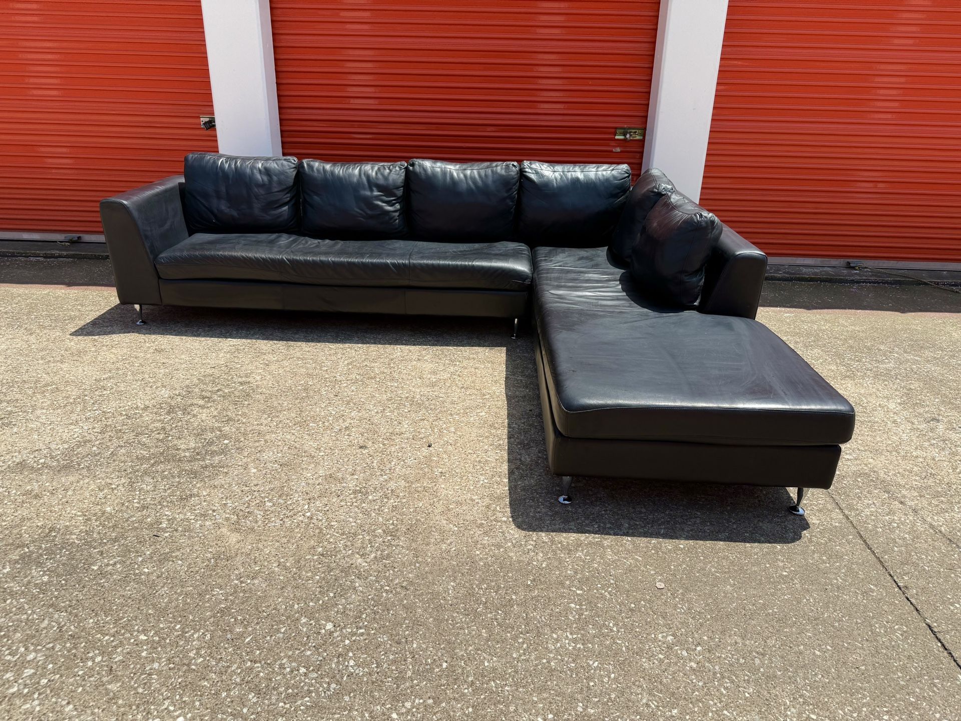 Full grain black leather sectional $50 delivery in Dfw