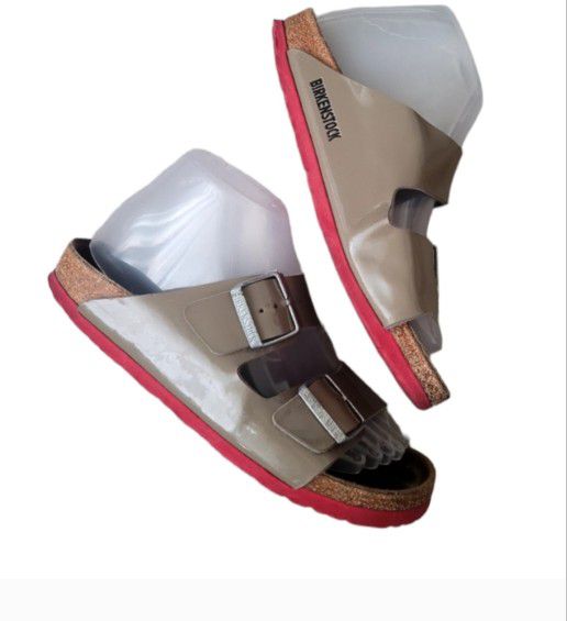 Birkenstock Arizonia Metallic Tan Sandals Sz 38 Womens