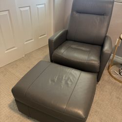 Costilla leather swivel glider and recliner and ottoman