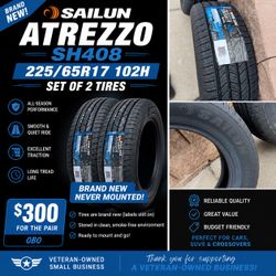 🔥 Brand New Sailun Atrezzo SH408 Tires – 225/65R17 – Set of 2 – $265 OBO