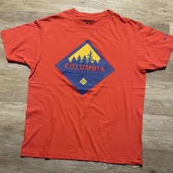 Columbia Forest Shirt Mens Large Red Orange Short Sleeve Forest Graphic Tee