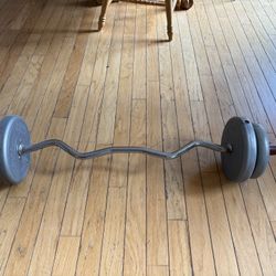 EZ Curl Bar + Weights