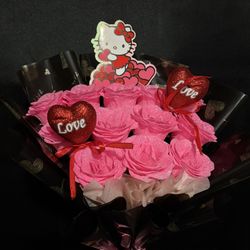 Be My Valentine Glitter Eternal Ramo Buchon Flower Roses Bouquet Roses 