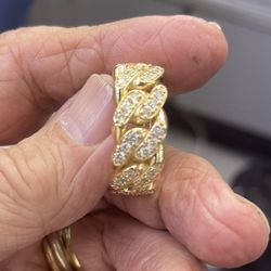 3ct Diamond 14k Gold Diamond Cuban Link Ring 