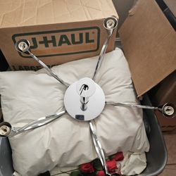 SS  5 Lights  CHANDELIER and Long Pole