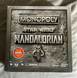 Monopoly Star Wars The Mandalorian Game.  Never Played. Retro Collection Figure Not Included.              Check Out My Other Star Wars Items For Sale