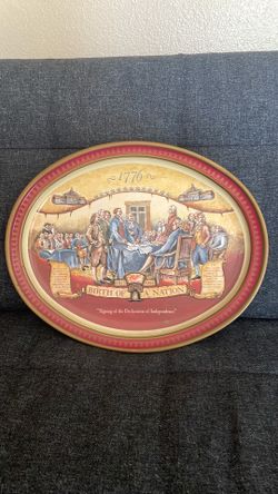 Miller Birth Of A Nation Declaration Of Independence Metal Serving Platter Tray