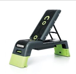 versatile workout platform that functions as both an adjustable bench and an aerobic step.