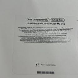 MacBook Air 13 Inch M3 256gb 
