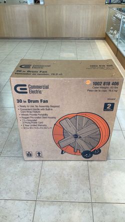 COMMERCIAL ELECTRIC 30” DRUM FAN.