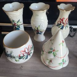 LENOX "WINTER GREETINGS " 5 PIECE STONEWARE SET