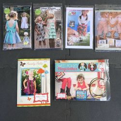 Lot of 6 Indie Sewing Patterns for Girls Toddlers Children Kid