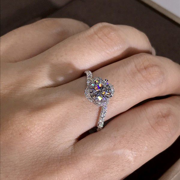 "Beautiful Stone Twisted Macro Pave Silver Pure Flower Wedding Ring, K844
 
  