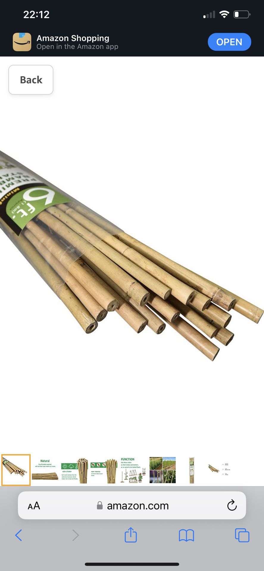 Natural Bamboo Stakes 6 Feet, Eco-Friendly Garden Stakes, Plant Stakes Supports Climbing for Tomatoes, Trees, Beans, 20 Pack