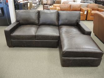Brown Leather Chaise Sectional - Dark Brown | L-Shaped Couch | Corner Couch