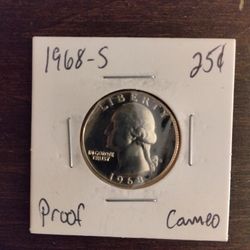 1968-S  Proof Cameo Washington Quarter