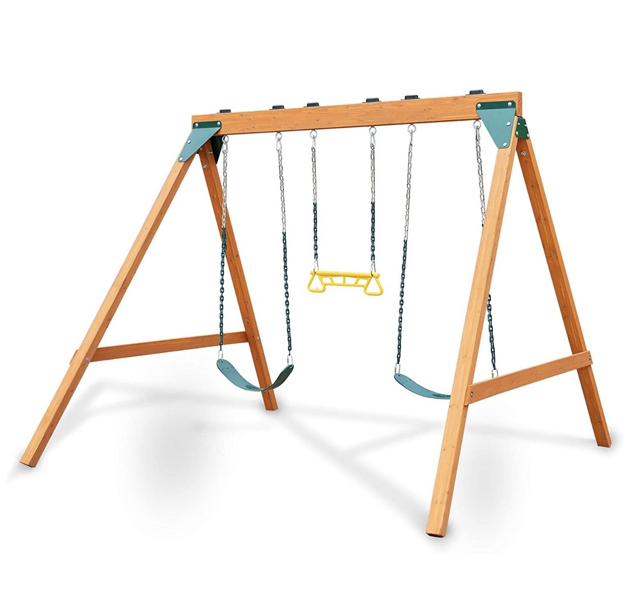 New Brown Wooden Kids Swing Set