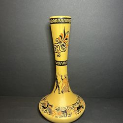 Vintage 1970s Papadopoulos Handmade Art Pottery Decorative Greek Bud Vase 8.75"