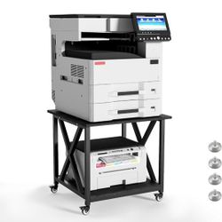 Printer Stand & Square Rolling Cart with Casters, 23.6" Heavy-Duty Printer Table for Home Office/Kitchen - Holds Laser Printer, Paper, Office Supplies