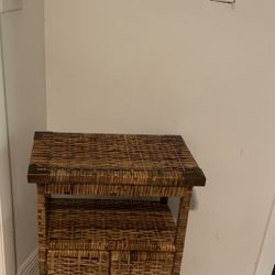 Boho rattan wicker small end bed side table measurements: 19”length, 13”width,28”hight