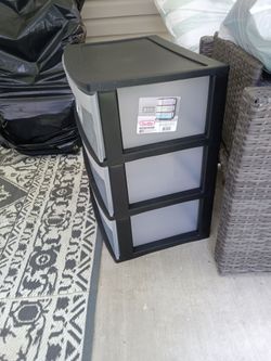 Plastic three drawer storage cabinet