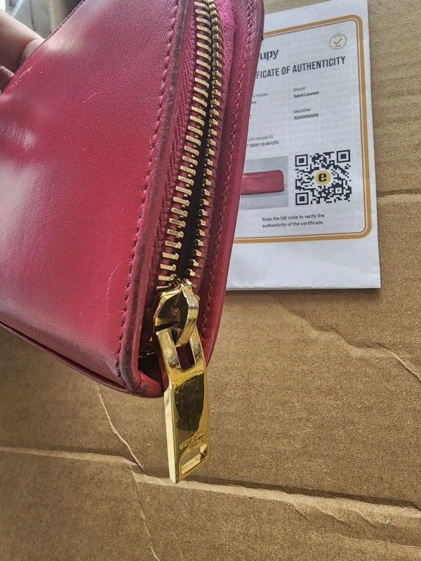 AUTHENTIC SAINT LAURENT RED LEATHER WALLET