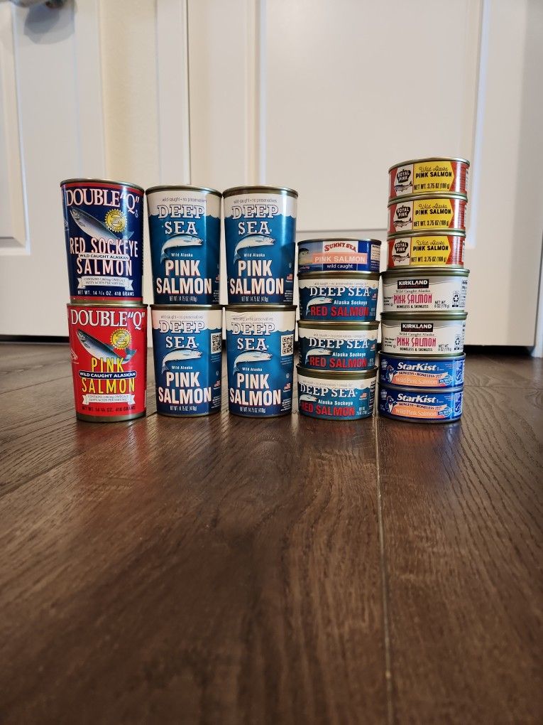 Wild Caught No Preservaties Pink Salmon Cans, Not expired , 17 cans , All for $10