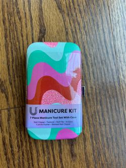 U style manicure kit, seven piece nail care set travel case multicolor new