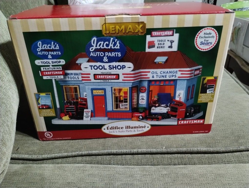 Lemax Craftsman Jack's Auto Parts & Tools Lighted Christmas Village 95(contact info removed)