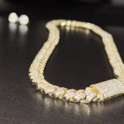 20in Solid Silver Gold Plated 10Mm CubanLink