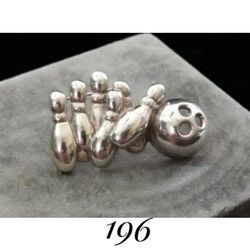 •RARE• Beautiful "TAXCO" 2-1/4" x 1-5/8" Sterling Silver Bowling Pins & Ball Pin/Brooch. Signed