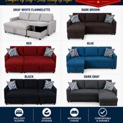  Sleeper Sectional Sale! 🔥 Modern style + hidden storage + pull-out 