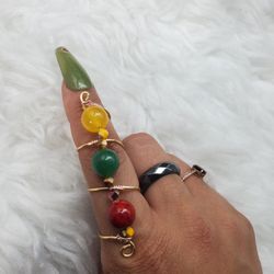 Handmade Multistone Chakra Copper Ring 